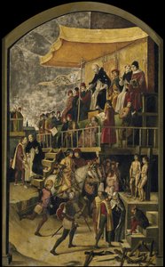 Saint Dominic johtaa Auto da Fe, c. 1495