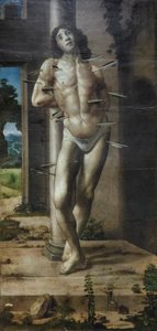 Pyhä Sebastian, noin 1476-82 (öljy paneelille) tekijältä Pedro Berruguete