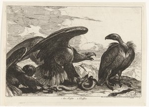Korppikotka ja kotka käärmeellä 1. des Aigles 2. Griffon (otsikko esineessä) Birds from the Menagerie of Versailles (sarjan nimi)