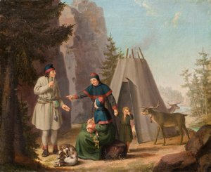 Lappolaisten puvut, n. 1800 (öljy kankaalle) tekijältä Pehr Hilleström