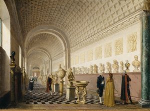 Kuninkaallisen museon sisägalleria kuninkaanlinnassa Tukholmassa, 1796 tekijältä Pehr Hilleström