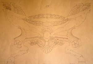 Piirustus kavion muotoisesta jakkarasta, n.1837 (piirustus) tekijältä Pelagio Palagi