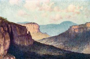 Sinisten vuorten este (väri litho)