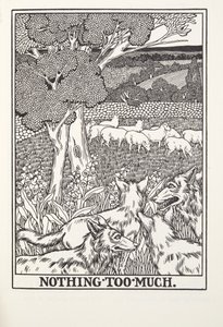Nothing Too Much, Fontaine Fables, pub. 1905 (kaiverrus) tekijältä Percy J. Billingshurst