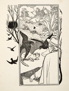 The Cat and Crows, Sata anekdoottia eläimistä, pub. 1924 (kaiverrus) tekijältä Percy J. Billingshurst