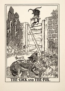 Kukko ja kettu, julkaisusta A Hundred Fables of Aesop, pub.1903