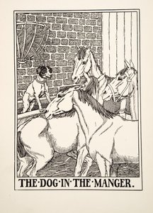 Koira seimessä, julkaisusta A Hundred Fables of Aesop, pub.1903
