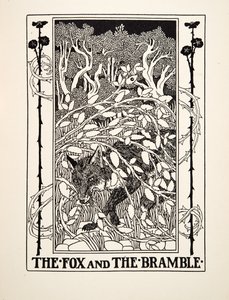 The Fox and the Bramble, julkaisusta A Hundred Fables of Aesop, pub.1903