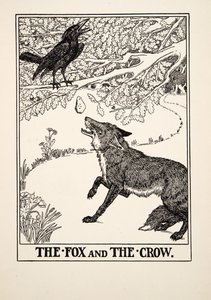 Kettu ja varis, julkaisusta A Hundred Fables of Aesop, pub.1903