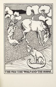 Kettu, susi ja hevonen, teoksesta Fontainen taruja, pub. 1905