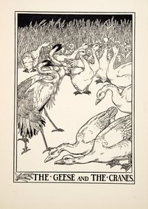 Hanhet ja kurvit, julkaisusta A Hundred Fables of Aesop, pub.1903