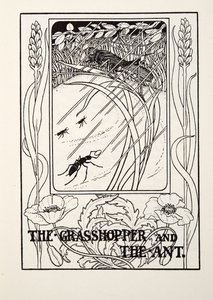 Heinäsirkka ja muurahainen, teoksesta Fontainen taruja, pub. 1905