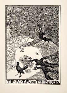 The Jackdaw and the Peacocks, teoksesta A Hundred Fables of Aesop, julkaistu 1903.