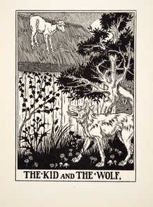 The Kid and the Wolf, julkaisusta A Hundred Fables of Aesop, pub.1903