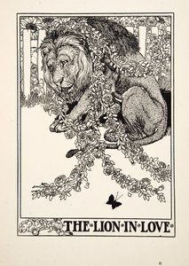 Rakastunut leijona, sarjasta A Hundred Fables of Aesop, pub.1903