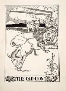 Vanha leijona, sarjasta A Hundred Fables of Aesop, pub.1903