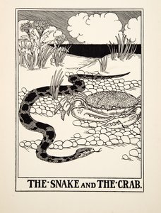 Käärme ja rapu, julkaisusta A Hundred Fables of Aesop, pub.1903