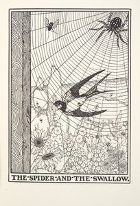 Hämähäkki ja pääskynen, Fontainen saduista, pub. 1905 tekijältä Percy J. Billingshurst