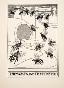 Ampiaiset ja hunajapotti, julkaisusta A Hundred Fables of Aesop, pub.1903