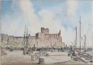 Peel Castle, Isle of Man (kynä ja akvarelli paperille)