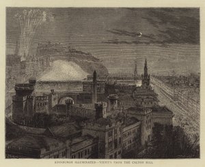 Edinburgh valaistu, katsottuna Calton Hilliltä