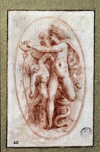 Apollo ja Hyasintti. Pietro Buonaccorsin (1500-1546/47) piirustus a la sanguine, joka tunnetaan myös nimellä Pierino del Vaga