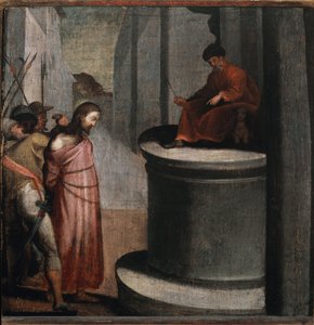Kristuksen kärsimys: Jeesus ja Pontius Pilatus (öljy puulle