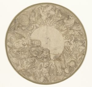 Suunnittelu pyöreän show-kulhon pohjalle tekijältä Perino del Vaga (attributed to)