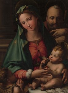 Pyhä perhe pikkulapsen pyhän Johannes Kastajan kanssa, n. 1524-26. tekijältä Perino del Vaga