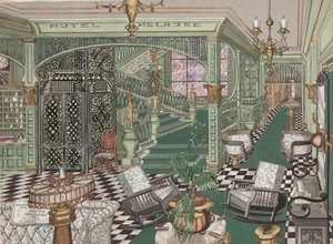 Melrose Hotel Lobby, 1880, n. 1947. tekijältä Perkins Harnly