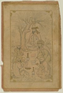 Dervishien kokoontuminen, 1600-luvun puoliväli (muste ja vaalea pesu paperille) tekijältä Persian School