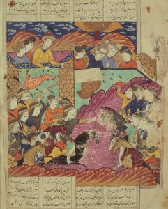 Taistelu Feradinin ja Zahakin välillä, kuva Abul-Qasim Manur Firdawsin (n. 934-1020) Shahnamasta (Kuninkaiden kirja) 1619