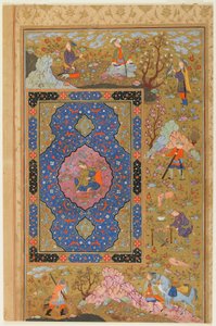 Folio albumista; verso: Nuori nainen, Isfahan, Iran, Safavid-kausi, 1590-1610 (läpinäkymätön akvarelli, muste ja kulta paperille) tekijältä Persian School