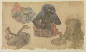 Neljä vankeudessa olevaa demonia, 1470-1500 (wc ja kulta silkillä) tekijältä Persian School