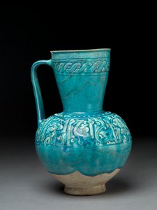 Muotoiltu kannu, Iran, 1100-luku (kivitahna turkoosilla lasiteella) tekijältä Persian School