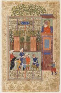 Khusraw Shirinin palatsin edessä Shahnamasta