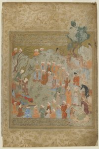 Muhammed suoritti Hajj-seremoniat ja varoitti opetuslapsiaan hänen kuolemastaan, 1571-72 tekijältä Persian School