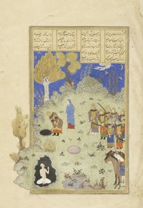 Persia 239 fol.180a Rustam pelastaa B?zhanin kuopasta, kuva Shahnamasta (Kuninkaiden kirja), kirjoittanut Abul-Qasim Mansur Firdawsi (n.934-n.1020), 1444 tekijältä Persian School