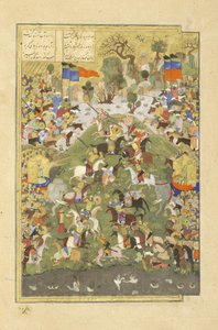 Persia 239 fol.430b Talhand taistelemassa veljeään vastaan, Abul-Qasim Mansur Firdawsin (n.934-c.1020), 1444, kuvitus Shahnamasta (Kuninkaiden kirja). tekijältä Persian School