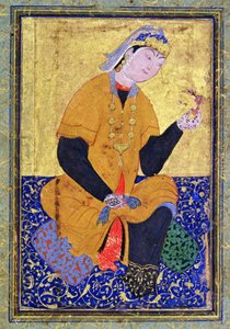 Hamida Banu Begumin muotokuva, sinetti kädessään, kuvitettu folio Mir Alin antologiasta, 1550, tekijältä Persian School