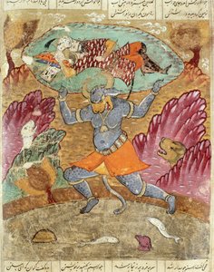 Akwan-Diwan kantama Rostam, kuvitus Abul-Qasim Manur Firdawsin (n. 934-1020) Shahnamasta (Kuninkaiden kirja) 1619 tekijältä Persian School
