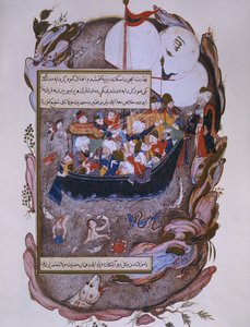 Rumi pelastamassa laivaa myrskyn aikana, 1500-luvun loppu tekijältä Persian School