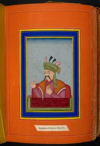 Persian shah Abbas I (reg. 1588-1629) pää ja hartiat muotokuva, katsoen vasemmalle (läpinäkymätön akvarelli paperilla) tekijältä Persian School