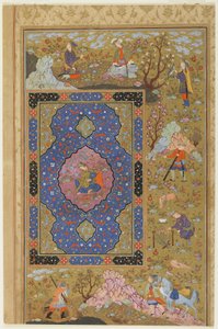 Nuori nainen, n. 1590-1610 (muste, läpinäkymätön akvarelli ja kulta paperille) tekijältä Persian School