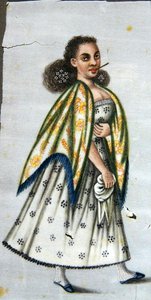 Lady with cheroot, n.1820 (akvarelli paperille) tekijältä Peruvian School