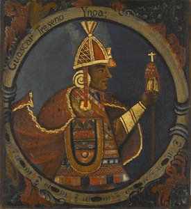 Tupac Cusi Hualpa (Huascar) 13. inkakuningas, 1700-luvun puoliväli tekijältä Peruvian School