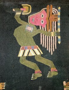 Kudottu villatanssija patakalla, Paracas-heimo (tekstiili) (ks. myös 231825) tekijältä Peruvian School