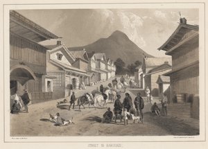 Katu Hakodadissa, litho Sarony und Co., 1855 (chromolitho)