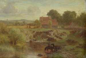 Hevoset ylittävät joen Ile de Francessa, 1855. tekijältä Peter Burnitz