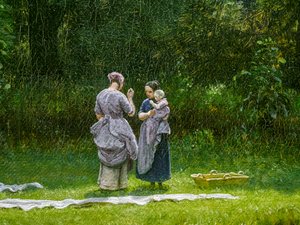 Pellavan valkaisu kirkastamossa, yksityiskohta